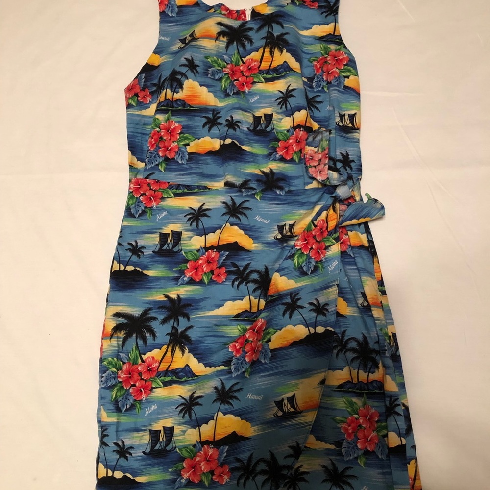 Kilam Women’s Blue Tropical Sleeveless Dress - Picture 1 of 6
